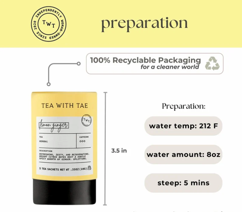 Lemon Ginger Mini Tea Tube (5 bags)